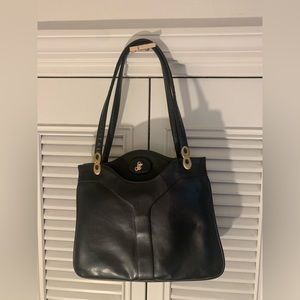 1970s Lou Taylor leather and mirror handbag.